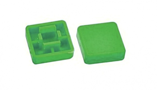 5 шт. Колпачок для кнопки квадратный 12x12x7.3 мм зеленый