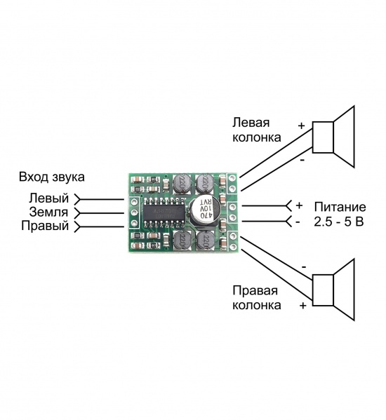 Цифровой усилитель мощности звука 2x3 Вт, PAM8403 (DF-11-109)