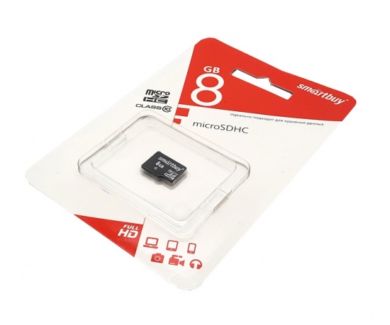 Карта памяти microSD 8 Гб Smartbuy, класс 10