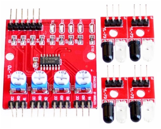 Модуль из 4-х датчиков препятствия инфракрасных