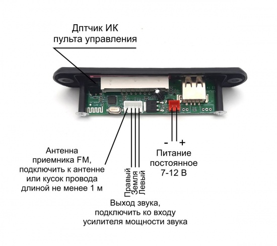 Модуль MP3/Bluetooth/FM плеер с пультом M20S.V2