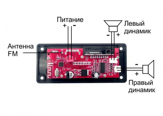 Плеер MP3/Bluetooth/FM с усилителем мощности 2x30Вт с пультом JX-Y07